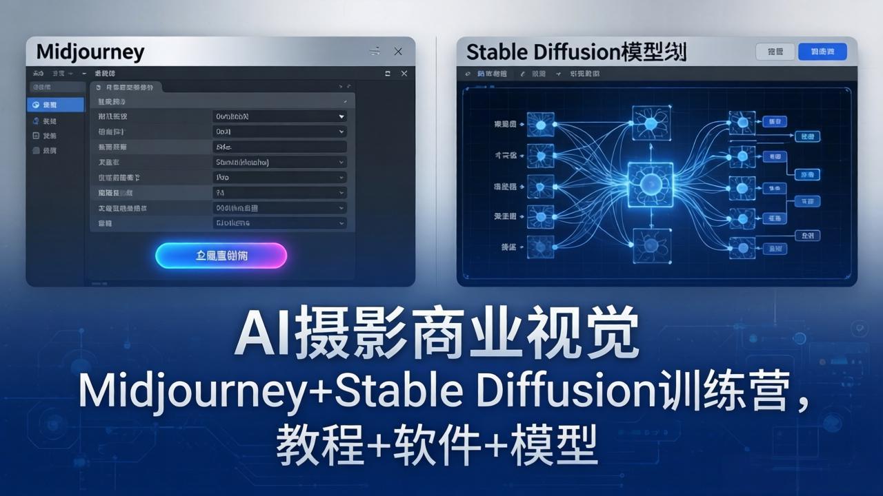 AI摄影商业视觉Midjourney+Stable Diffusion训练营，教程+软件+模型-来聚吧