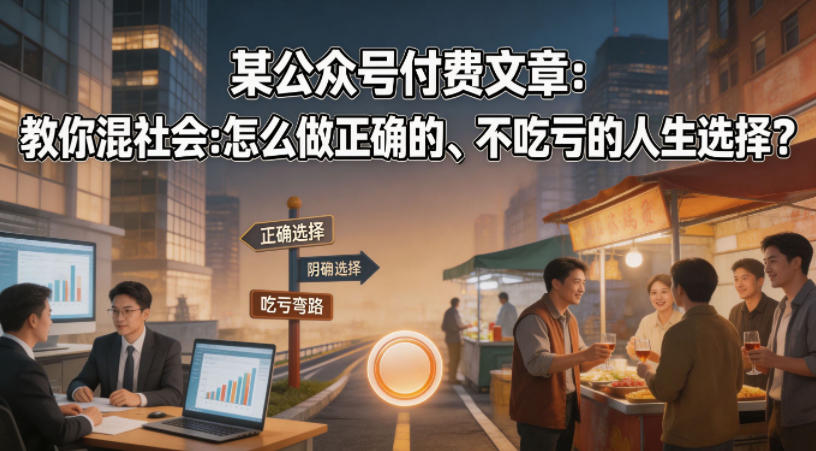 某公众号付费文章：教你混社会：怎么做正确的、不吃亏的人生选择？-来聚吧
