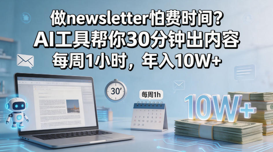 做newsletter怕费时间？AI工具帮你30分钟出内容，每周1小时，年入10W+！【原创双语字幕】-来聚吧