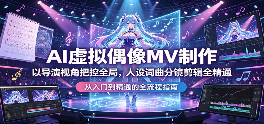 AI虚拟偶像MV制作：以导演视角把控全局，人设词曲分镜剪辑全精通-来聚吧