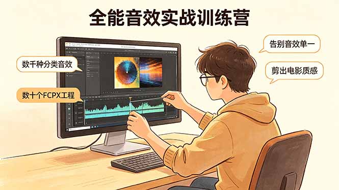 全能音效实战训练营:数千种分类音效+数十个FCPX工程,告别音效单一,剪出电影质感-来聚吧