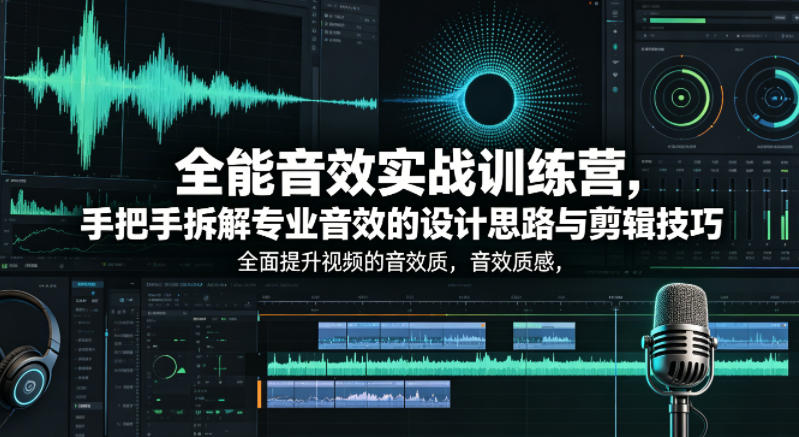 全能音效实战训练营,手把手拆解专业音效的设计思路与剪辑技巧,全面提升视频的音效质感-来聚吧
