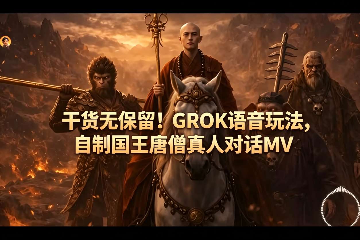 干货无保留！GROK语音玩法，自制国王唐僧真人对话MV-来聚吧