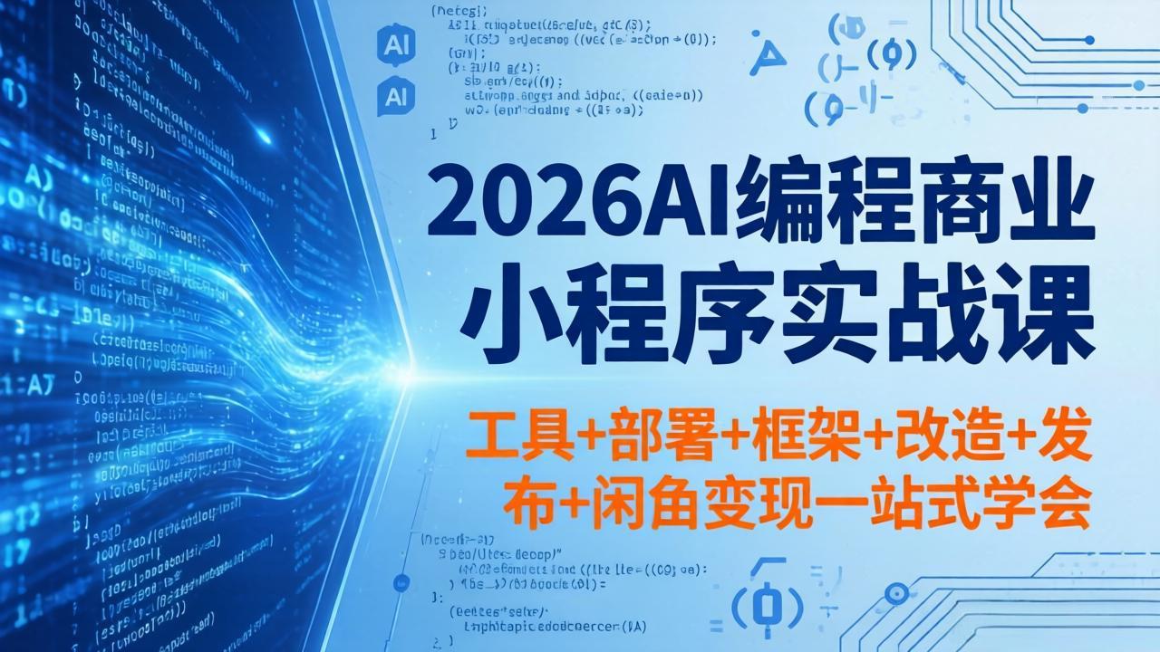2026AI编程商业小程序实战课，工具+部署+框架+改造+发布+闲鱼变现一站式学会-来聚吧