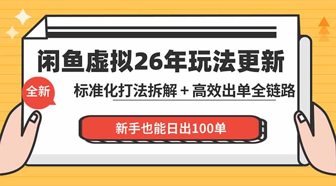 闲鱼虚拟从0到1系统化运营课程：标准化打法拆解 + 高效出单全链路教学，新手也能日出100单-来聚吧