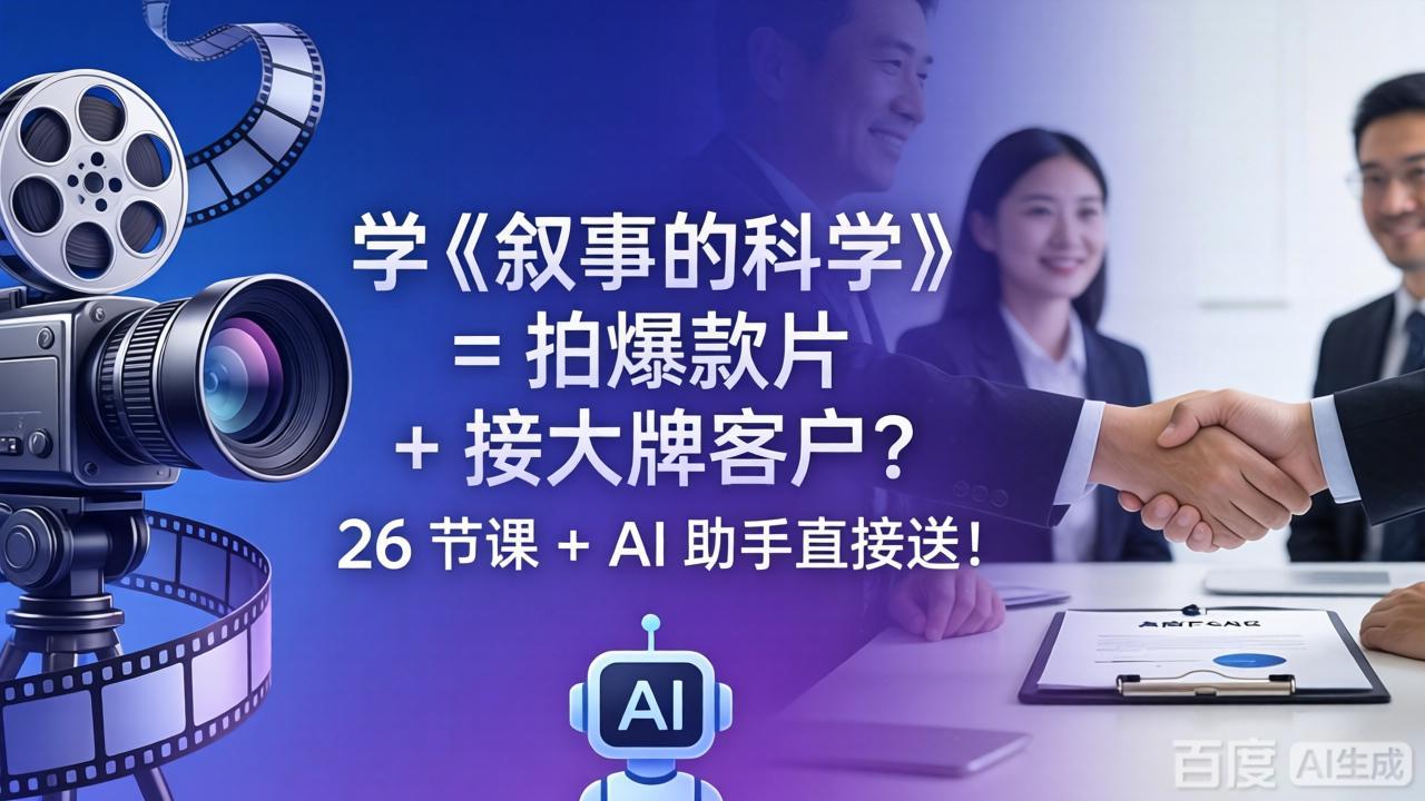 学《叙事的科学》= 拍爆款片 + 接大牌客户?26 节课 + AI 助手直接送!-来聚吧
