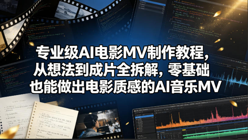专业级AI电影MV制作教程,从想法到成片全拆解,零基础也能做出电影质感的AI音乐MV-来聚吧