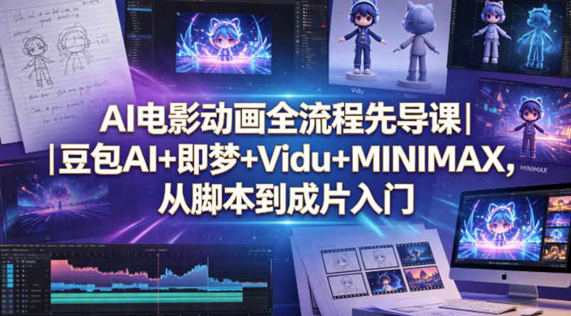 AI电影动画全流程先导课|豆包AI+即梦+Vidu+MINIMAX,从脚本到成片入门-来聚吧