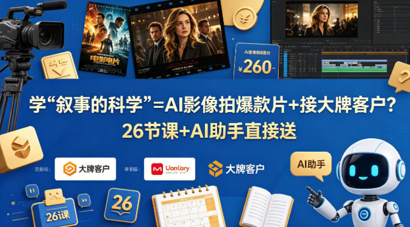 学《叙事的科学》=AI影像拍爆款片+接大牌客户?26节课+AI助手直接送【原创双语字幕】-来聚吧