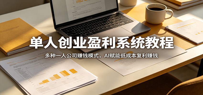 单人创业盈利系统教程：多种一人公司赚钱模式，AI赋能低成本复利赚钱-来聚吧