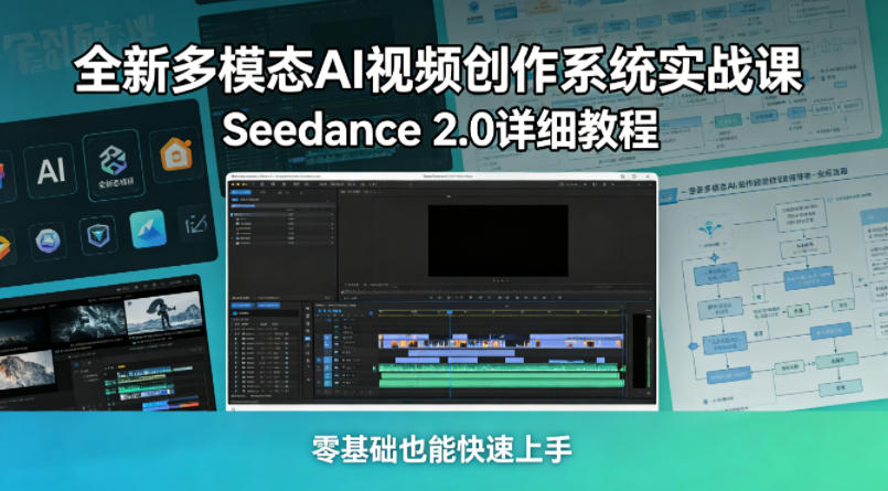 全新多模态AI视频创作系统实战课,Seedance 2.0详细教程,零基础也能快速上手-来聚吧