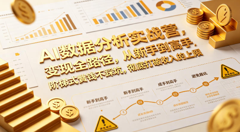 AI数据分析实战营,变现全路径,从新手到高手,阶梯式賺钱不踩坑,彻底打破收入的上限-来聚吧