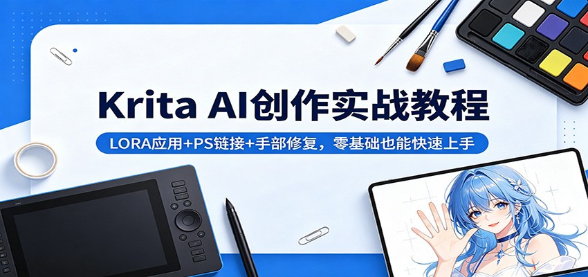 Krita AI创作实战教程:LORA应用+PS链接+手部修复,零基础也能快速上手-来聚吧