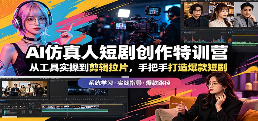 AI仿真人短剧创作特训营:从工具实操到剪辑拉片,手把手打造爆款短剧-来聚吧