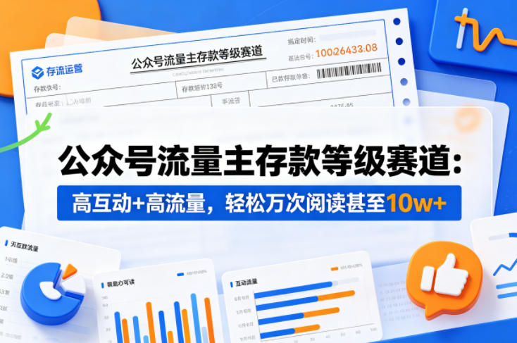 公众号流量主之存款等级赛道，高互动+高流量，轻松达到万次阅读，甚至10w+-来聚吧