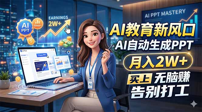AI教育新风口,AI自动生成PPT,月入2W+,无脑赚,告别打工-来聚吧