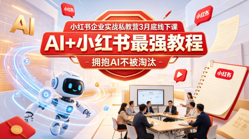 小红书企业实战私教营3月底线下课,AI+小红书最强教程,拥抱AI不被淘汰-来聚吧
