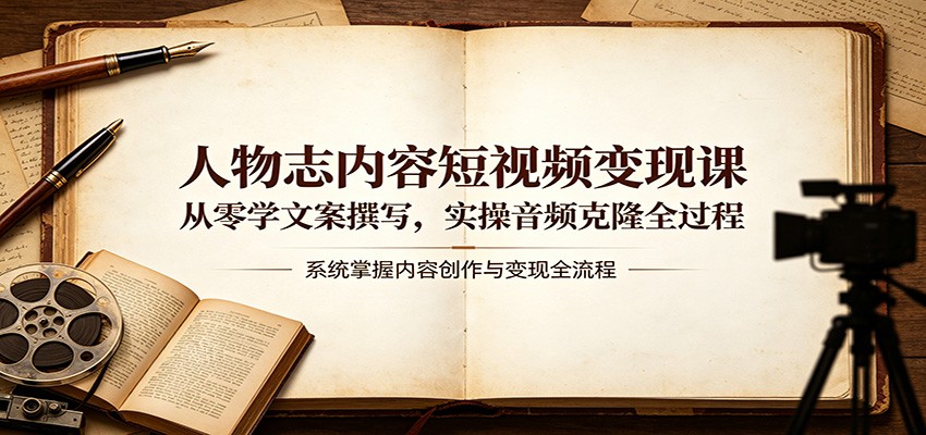 人物志内容短视频变现课：从零学文案撰写，实操音频克隆全过程-来聚吧