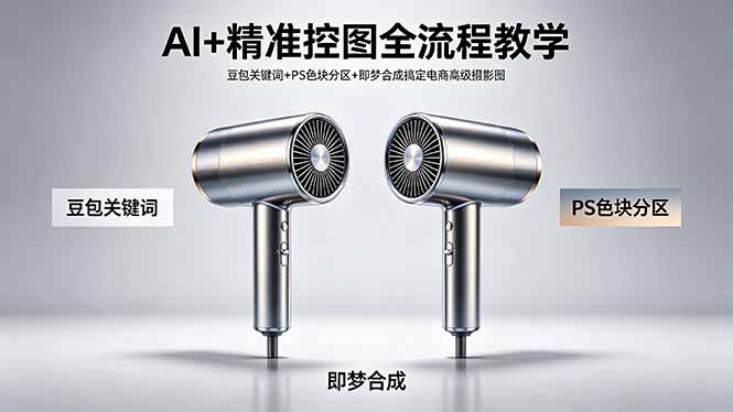 AI+精准控图全流程教学 豆包关键词+PS色块分区+即梦合成搞定电商高级摄影图-来聚吧
