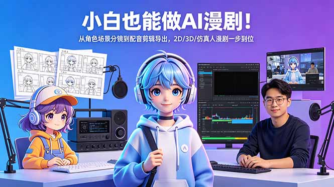 小白也能做AI漫剧!从角色场景分镜到配音剪辑导出,2D/3D/仿真人漫剧一步到位-来聚吧