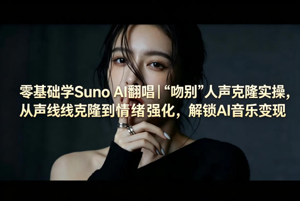 零基础学Suno AI翻唱｜《吻别》人声克隆实操，从声线克隆到情绪强化，解锁AI音乐变现-来聚吧