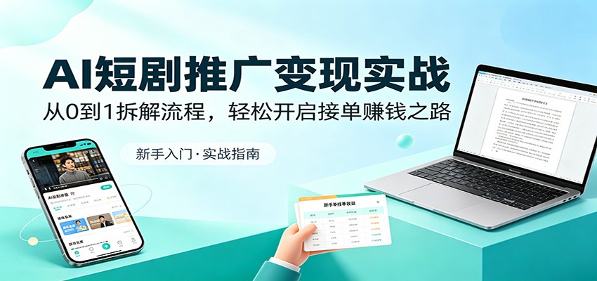 AI短剧推广变现实战:从0到1拆解流程,轻松开启接单赚钱之路-来聚吧