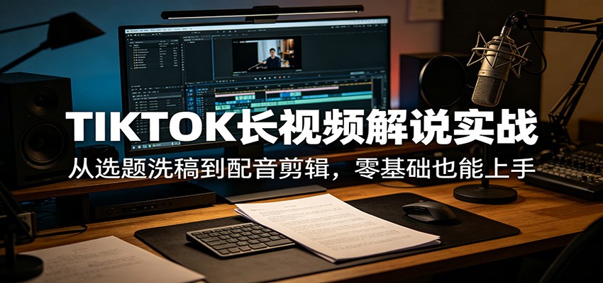TIKTOK长视频解说实战:从选题洗稿到配音剪辑,零基础也能上手-来聚吧