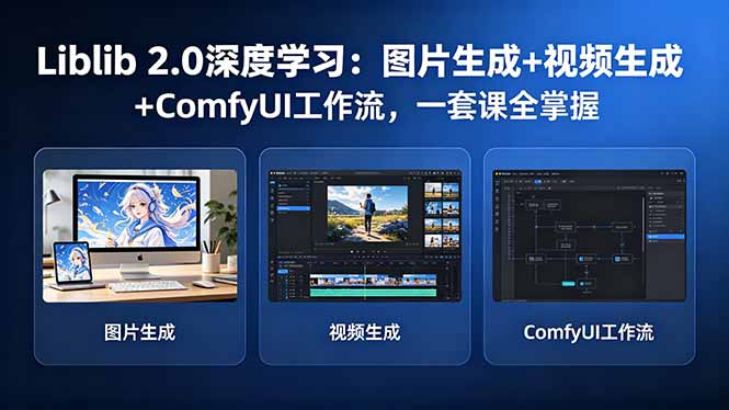 Liblib 2.0深度学习:图片生成+视频生成+ComfyUI工作流,一套课全掌握-来聚吧