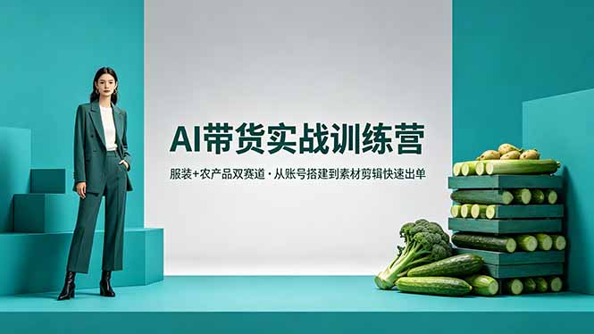 AI带货实战训练营,服装+农产品双赛道,从账号搭建到素材剪辑快速出单-来聚吧
