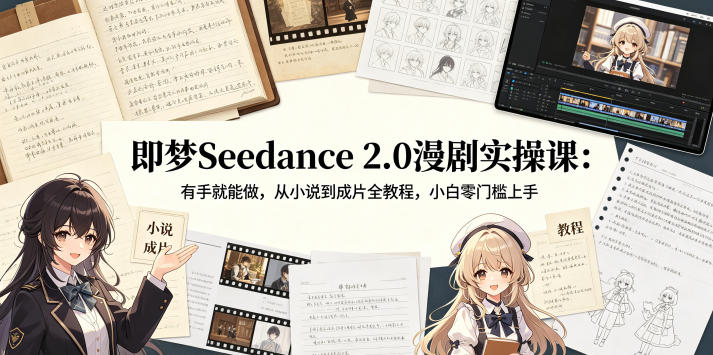 即梦Seedance 2.0漫剧实操课:有手就能做,从小说到成片全教程,小白零门槛上手-来聚吧