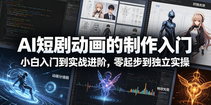 AI短剧动画的制作入门,小白入门到实战进阶,零起步到独立实操-来聚吧