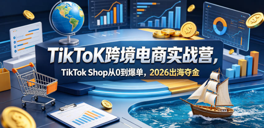 TikToK跨境电商实战营,TikTok Shop从0到爆单,2026出海夺金-来聚吧