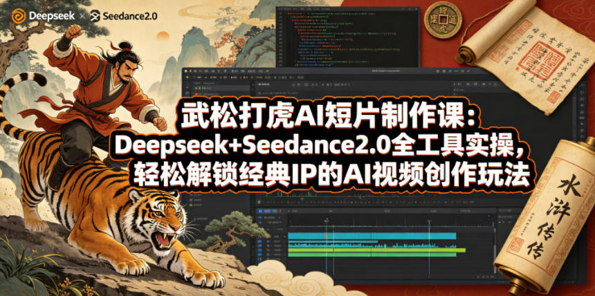 武松打虎AI短片制作课:Deepseek+Seedance2.0全工具实操,轻松解锁经典IP的AI视频创作玩法-来聚吧
