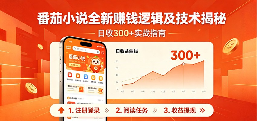 番茄小说全新赚钱逻辑及技术日收300+，小白新书皆可做！无脑赚就行了！-来聚吧