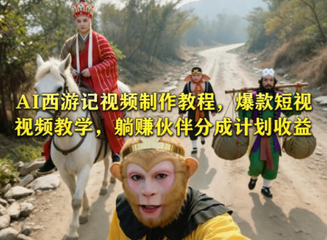 AI西游记视频制作教程,爆款短视频教学,躺賺伙伴分成计划收益-来聚吧