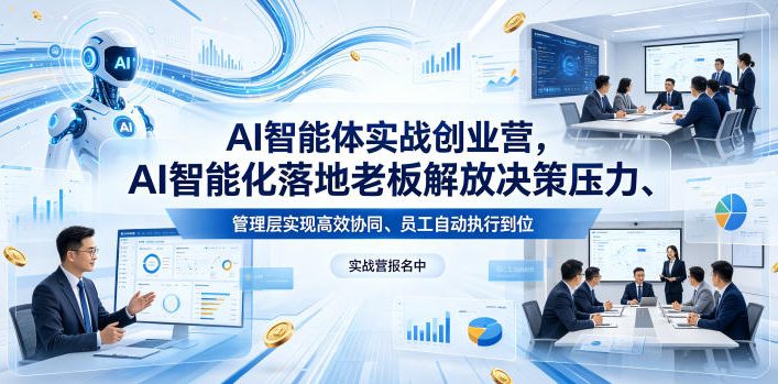 AI智能体实战创业营26年4月23-25号线下课,AI智能化落地老板解放决策压力、管理层实现高效协同、员工自动执行到位-来聚吧