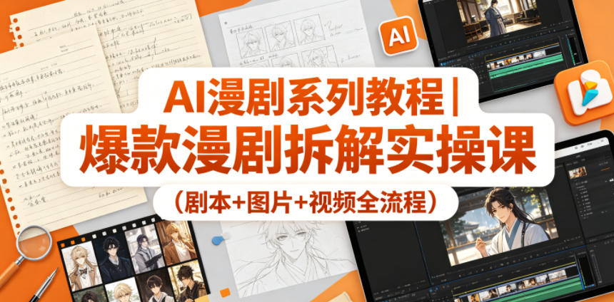 AI漫剧系列教程|爆款漫剧拆解实操课(剧本+图片+视频全流程)-来聚吧