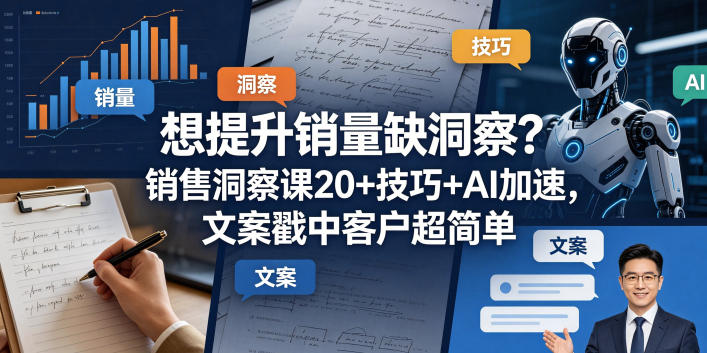 想提升销量缺洞察?销售洞察课20+技巧+AI加速,文案戳中客户超简单【原创双语字幕】-来聚吧