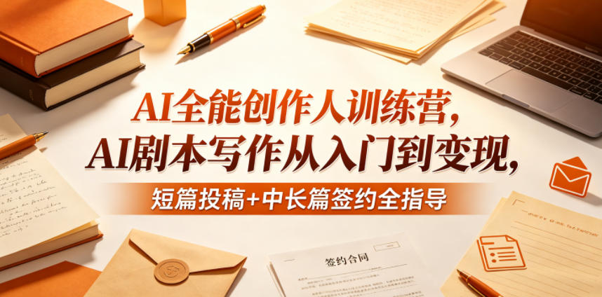 AI全能创作人训练营,AI剧本写作从入门到变现,短篇投稿+中长篇签约全指导-来聚吧