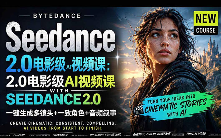 字节跳动的Seedance 2.0 AI电影视频生成制作教程,一键生成多镜头+一致角色+音频叙事-中英字幕-来聚吧
