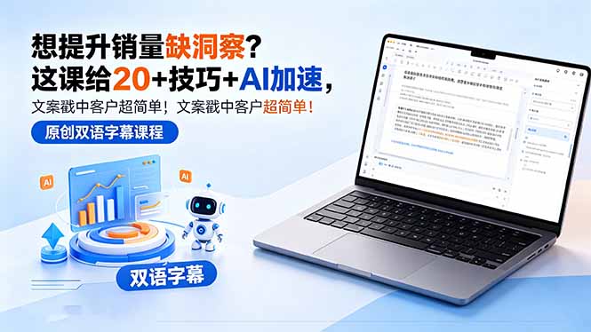 想提升销量缺洞察?这课给 20 + 技巧 + AI 加速,文案戳中客户超简单!【原创双语字幕】-来聚吧