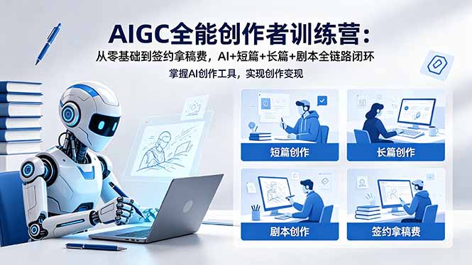 AIGC全能创作者训练营:从零基础到签约拿稿费,AI+短篇+长篇+剧本全链路闭环-来聚吧