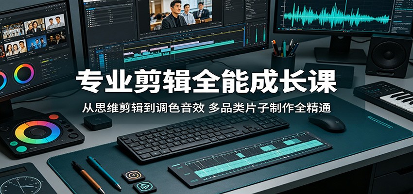 专业剪辑全能成长课:从思维剪辑到调色音效,多品类片子制作全精通-来聚吧