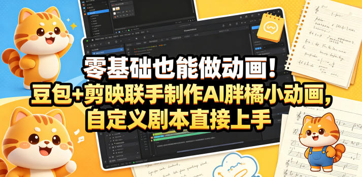 零基础也能做动画！豆包+剪映联手制作AI胖橘小动画，自定义剧本直接上手-来聚吧