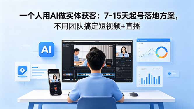 一个人用AI做实体获客:7-15天起号落地方案,不用团队搞定短视频+直播-来聚吧