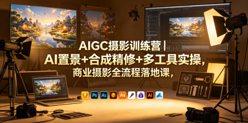 AIGC摄影训练营|AI置景+合成精修+多工具实操,商业摄影全流程落地课-来聚吧