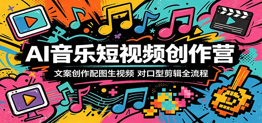 AI音乐短视频创作营:文案创作配图生视频,对口型剪辑全流程-来聚吧