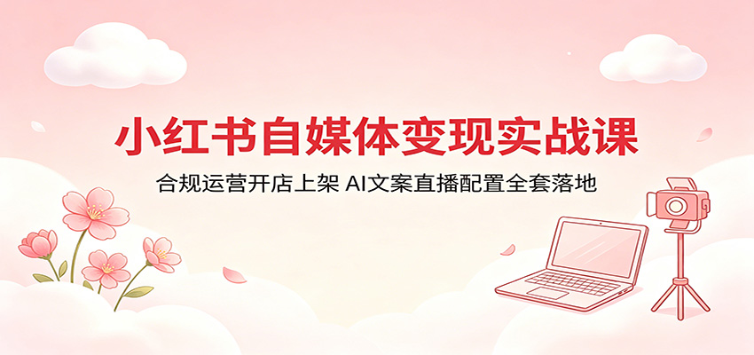 小红书自媒体变现实战课:合规运营开店上架,AI文案直播配置全套落地-来聚吧