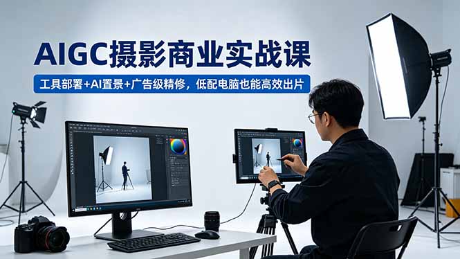 AIGC 摄影商业实战课,工具部署+AI置景+广告级精修,低配电脑也能高效出片-来聚吧
