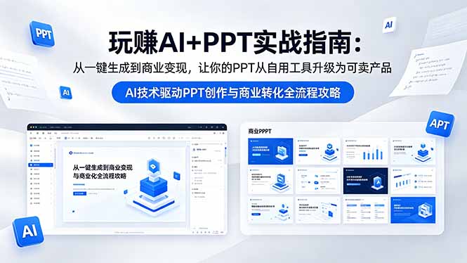 玩赚AI+PPT实战指南-更新5月13:从一键生成到商业变现,让你的PPT从自用工具升级为可卖产品-来聚吧